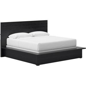 Signature Design by Ashley Londer Modern California King Panel Bed with Wide Rails, Foundation or Box Spring Needed, Black(King Panel Bed)