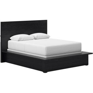 Signature Design by Ashley Londer Modern California King Panel Bed with Wide Rails, Foundation or Box Spring Needed, Black(Queen Panel Bed)