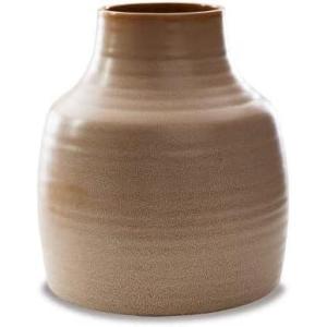 Signature Design by Ashley Millcott Casual Ceramic Reactive Glaze Finished Vase, Tan(Beige)
