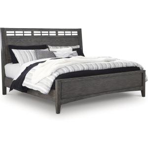 Signature Design by Ashley Montillan Contemporary King Panel Bed with Lay-Back Headboard, Foundation or Box Spring Needed, Dark Brown(King Panel Bed)