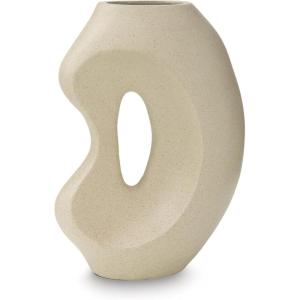 Signature Design by Ashley Odion Contemporary Vase with Abstract Design, Beige