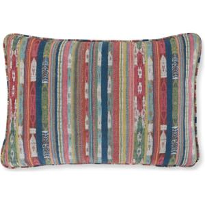 Signature Design by Ashley Orensburgh Bohemian Rectangular Polyester Pillow with Stripe Design, 23″ x 16″, Blue & Red