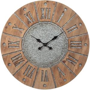 Signature Design by Ashley Payson Farmhouse Wall Clock, 30 x 30 Inches, Natural Wood Finish(Payson)