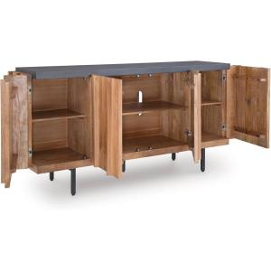 Signature Design by Ashley Quintavious Casual Accent Cabinet with Anti-Tipping, Light Brown & Black