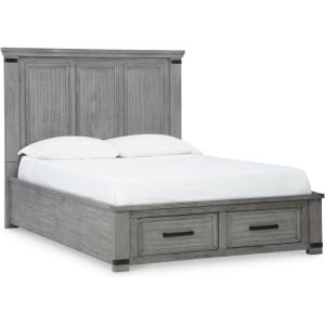 Signature Design by Ashley Russelyn Casual Queen Storage Platform Bed with 2 Drawers and Nailheads, Foundation or Box Spring Not Needed, Gray
