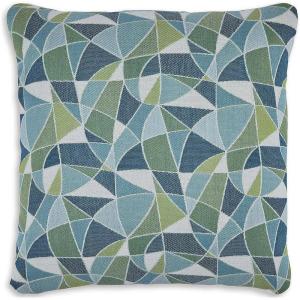 Signature Design by Ashley Seanow Next-Gen Nuvella Contemporary Indoor/Outdoor UV Resistant Geometric 18 x 18 Inches Pillow with Removable Cover and Zipper Closure, Green & Blue