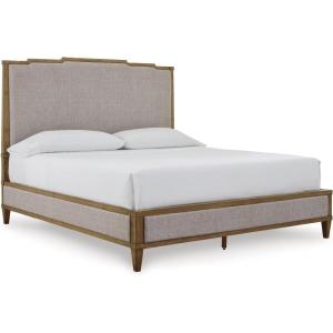 Signature Design by Ashley Sharlance Transitional Queen Upholstered Panel Bed, Foundation or Box Spring Needed, Gray & Light Brown(California King Upholstered Panel Bed)