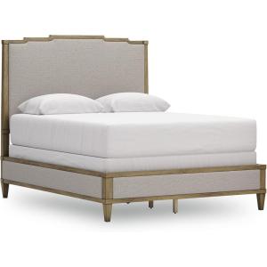Signature Design by Ashley Sharlance Transitional Queen Upholstered Panel Bed, Foundation or Box Spring Needed, Gray & Light Brown(Queen Upholstered Panel Bed)