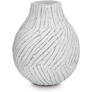 Signature Design by Ashley Shelvie Casual Vase with Distressed Finish, White & Black