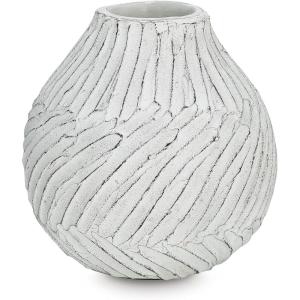 Signature Design by Ashley Shelvie Contemporary Vase with Distressed Finish, White & Black
