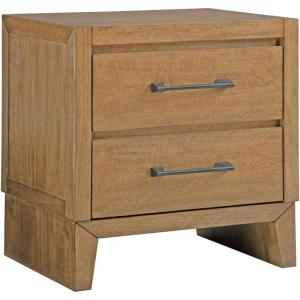 Signature Design by Ashley Sherbana Scandinavian Queen Panel Platform Bed with Bunkie Board and USB Charging Ports, Foundation or Box Spring Not Needed, Light Brown(Night Stand)