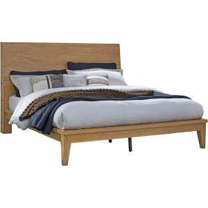 Signature Design by Ashley Sherbana Scandinavian Queen Panel Platform Bed with Bunkie Board and USB Charging Ports, Foundation or Box Spring Not Needed, Light Brown(California King Panel Bed)