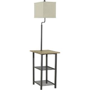 Signature Design by Ashley Shianne Multifunctional Metal Floor Lamp & End Table, Black