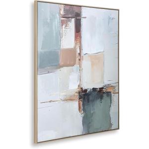 Signature Design by Ashley Trailport Modern Abstract Framed Wall Art, 50 x 40 Inches, White & Blue