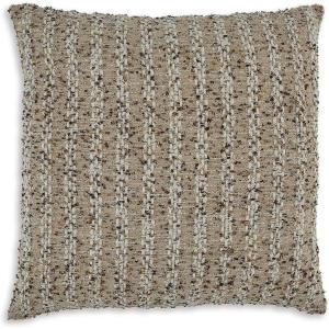Signature Design by Ashley Vorlane Casual Indoor Striped 22 x 22 Inches Pillow with Zipper Closure, Light Brown & White