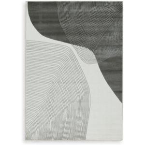 Signature Design by Ashley Winderburg Minimalist Indoor Swirls 5 x 7 Rug, White & Gray(7’11” x 10’1″ (Rectangular))