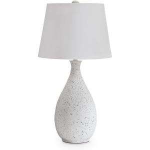 Signature Design by Ashley Wyattford Scandinavian Table Lamp with 3-Way Switch and Empire Shade, White & Black