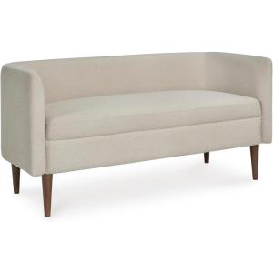 Signature Design by Ashley Wainner Casual Contemporary Accent Bench, Curved Backrest, Brown Tapered Legs, Fabric, 52.13″ W x 21.25″ D x 24.5″ H, Beige