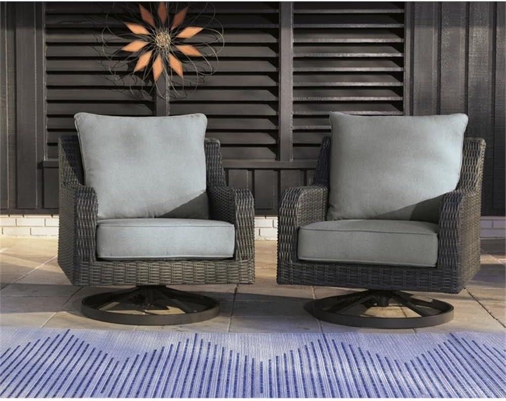 imageAshley Furniture Elite Park Resin Outdoor Swivel Lounge with Cushion in Gray
