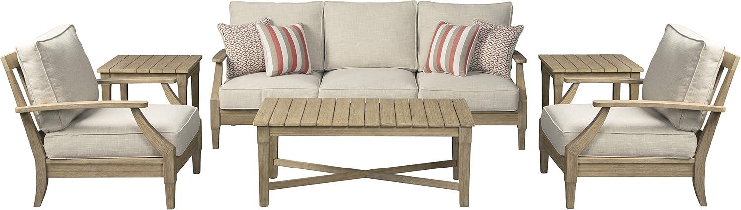 imageSignature Ashley Clare View Lounge Chair Gerianne Rectangular Coffee Table Outdoor Set Beige
