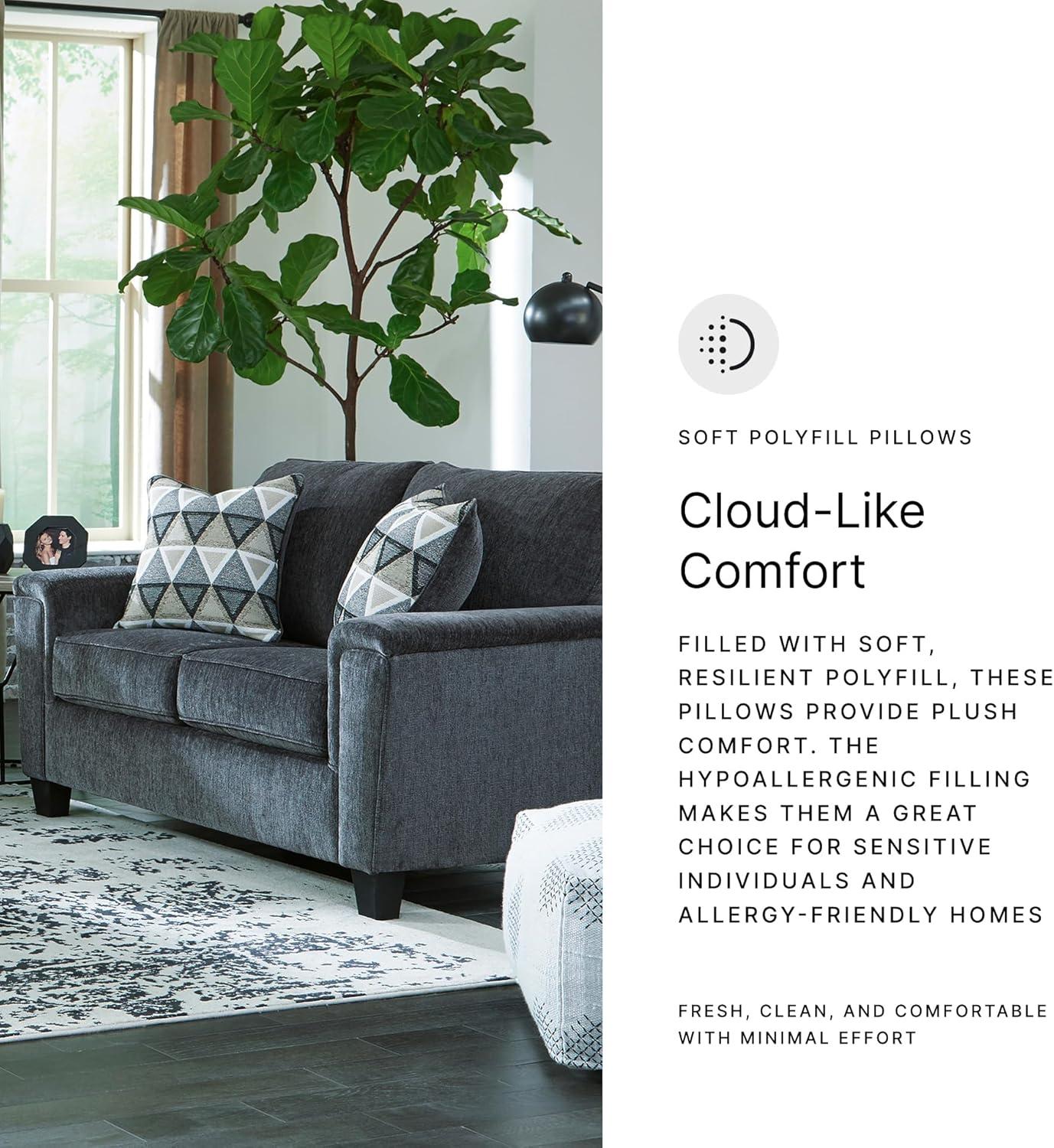 imageSignature Design by Ashley Abinger Chenille Contemporary Loveseat with 2 Accent Pillows Dark Gray