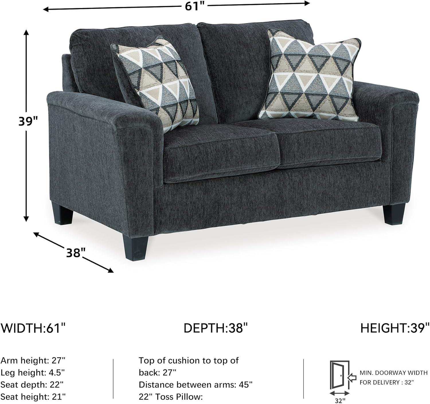 imageSignature Design by Ashley Abinger Chenille Contemporary Loveseat with 2 Accent Pillows Dark Gray