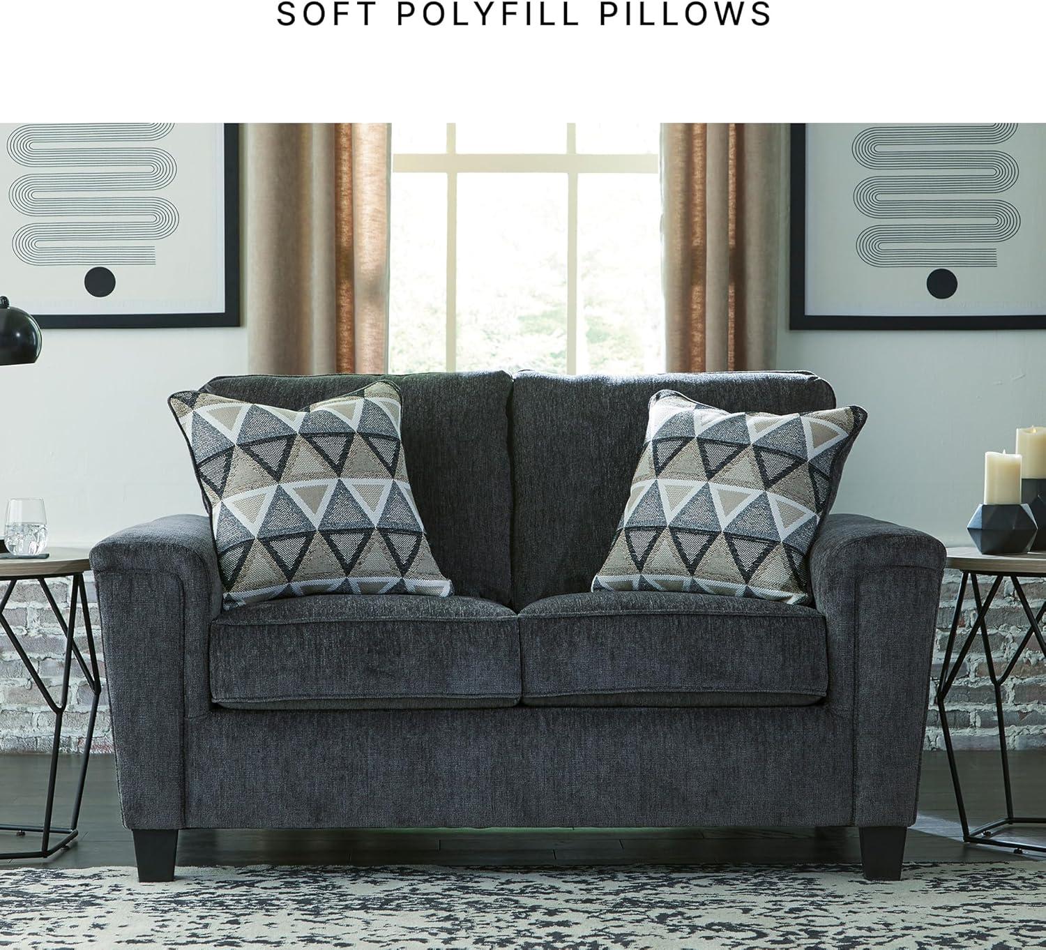 imageSignature Design by Ashley Abinger Chenille Contemporary Loveseat with 2 Accent Pillows Dark Gray