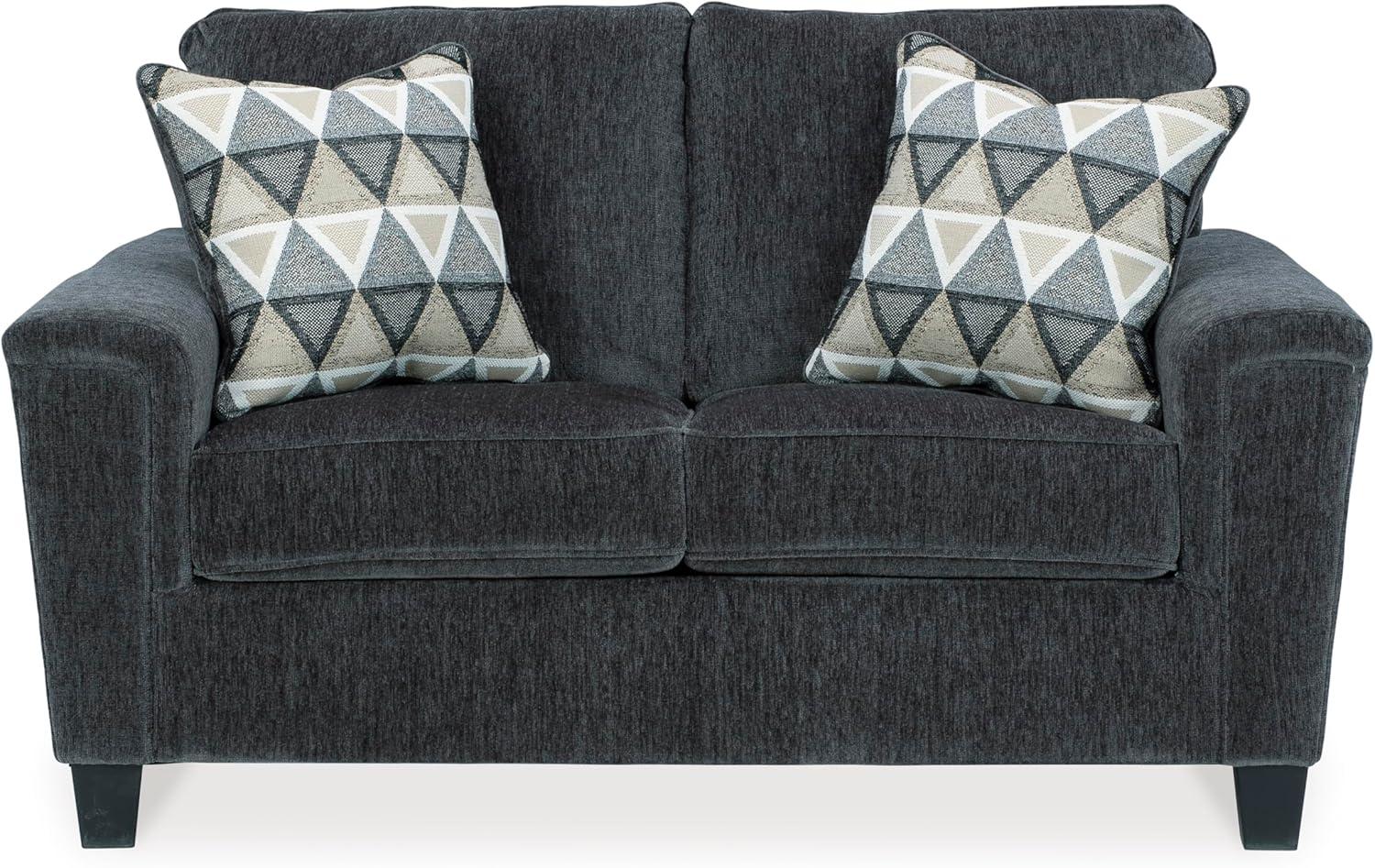 imageSignature Design by Ashley Abinger Chenille Contemporary Loveseat with 2 Accent Pillows Dark Gray