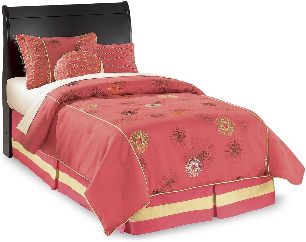 imageSignature Design by Ashley Huey Vineyard Vintage Twin Sleigh Bed with Metal Slats Foundation or Box Spring Needed BlackBlack