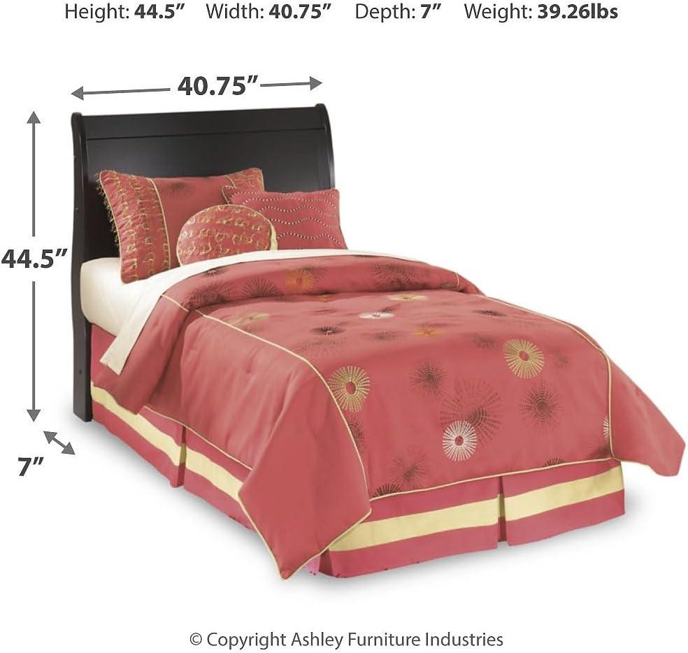 imageSignature Design by Ashley Huey Vineyard Vintage Twin Sleigh Bed with Metal Slats Foundation or Box Spring Needed BlackBlack