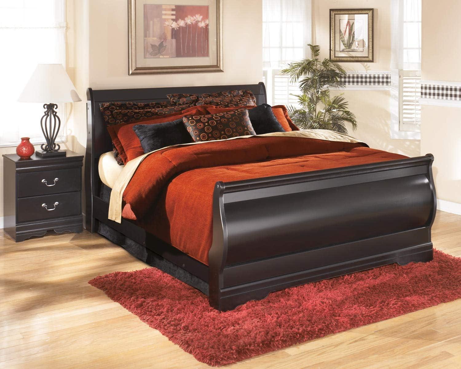 imageSignature Design by Ashley Huey Vineyard Vintage Twin Sleigh Bed with Metal Slats Foundation or Box Spring Needed BlackBlack