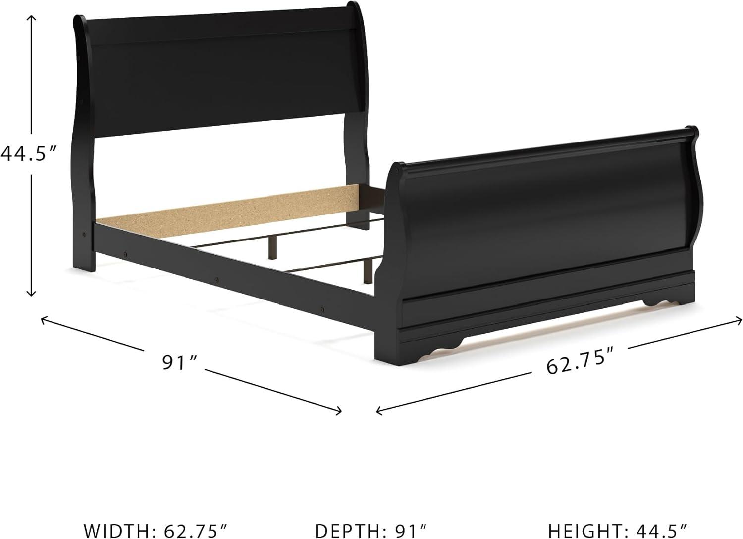 imageSignature Design by Ashley Huey Vineyard Vintage Twin Sleigh Bed with Metal Slats Foundation or Box Spring Needed BlackBlack