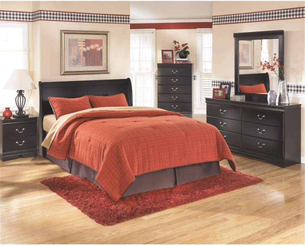 imageSignature Design by Ashley Huey Vineyard Vintage Twin Sleigh Bed with Metal Slats Foundation or Box Spring Needed BlackBlack