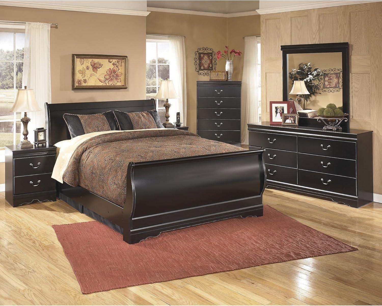imageSignature Design by Ashley Huey Vineyard Vintage Twin Sleigh Bed with Metal Slats Foundation or Box Spring Needed BlackBlack