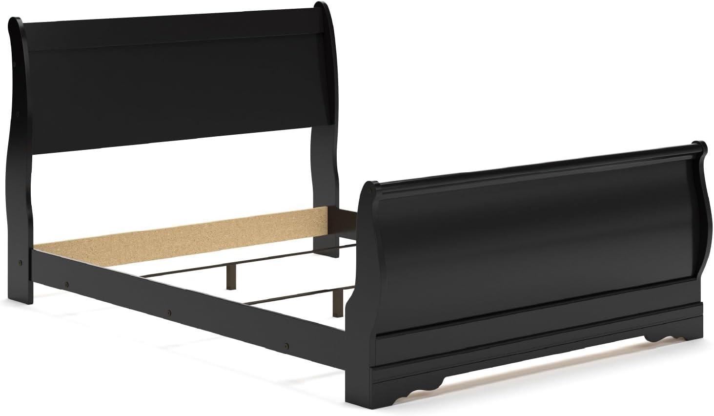 imageSignature Design by Ashley Huey Vineyard Vintage Twin Sleigh Bed with Metal Slats Foundation or Box Spring Needed BlackBlack