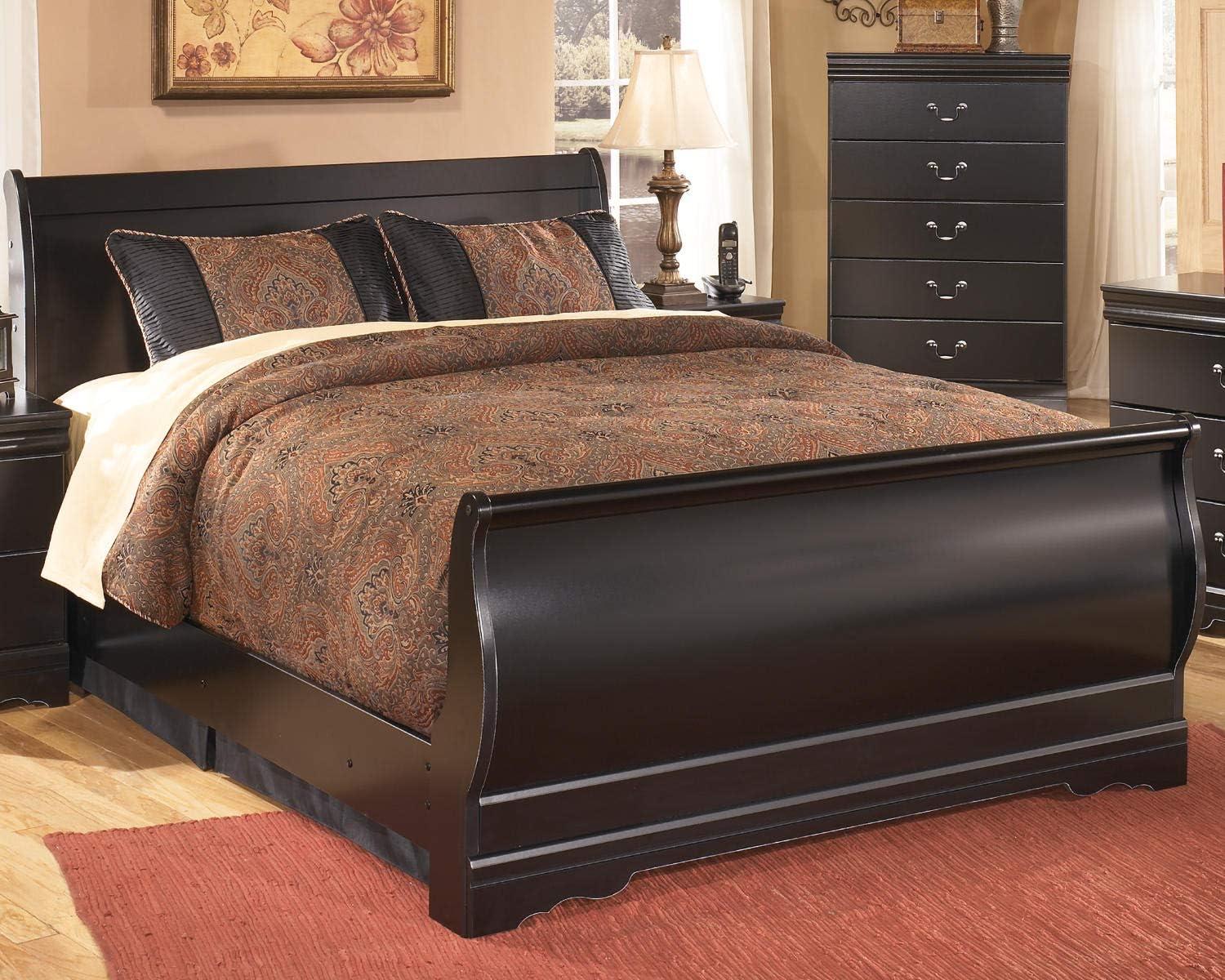imageSignature Design by Ashley Huey Vineyard Vintage Twin Sleigh Bed with Metal Slats Foundation or Box Spring Needed BlackBlack