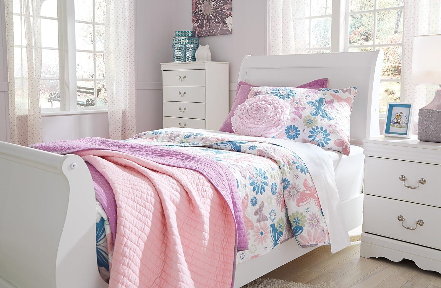 imageSignature Design by Ashley Huey Vineyard Vintage Twin Sleigh Bed with Metal Slats Foundation or Box Spring Needed BlackWhite