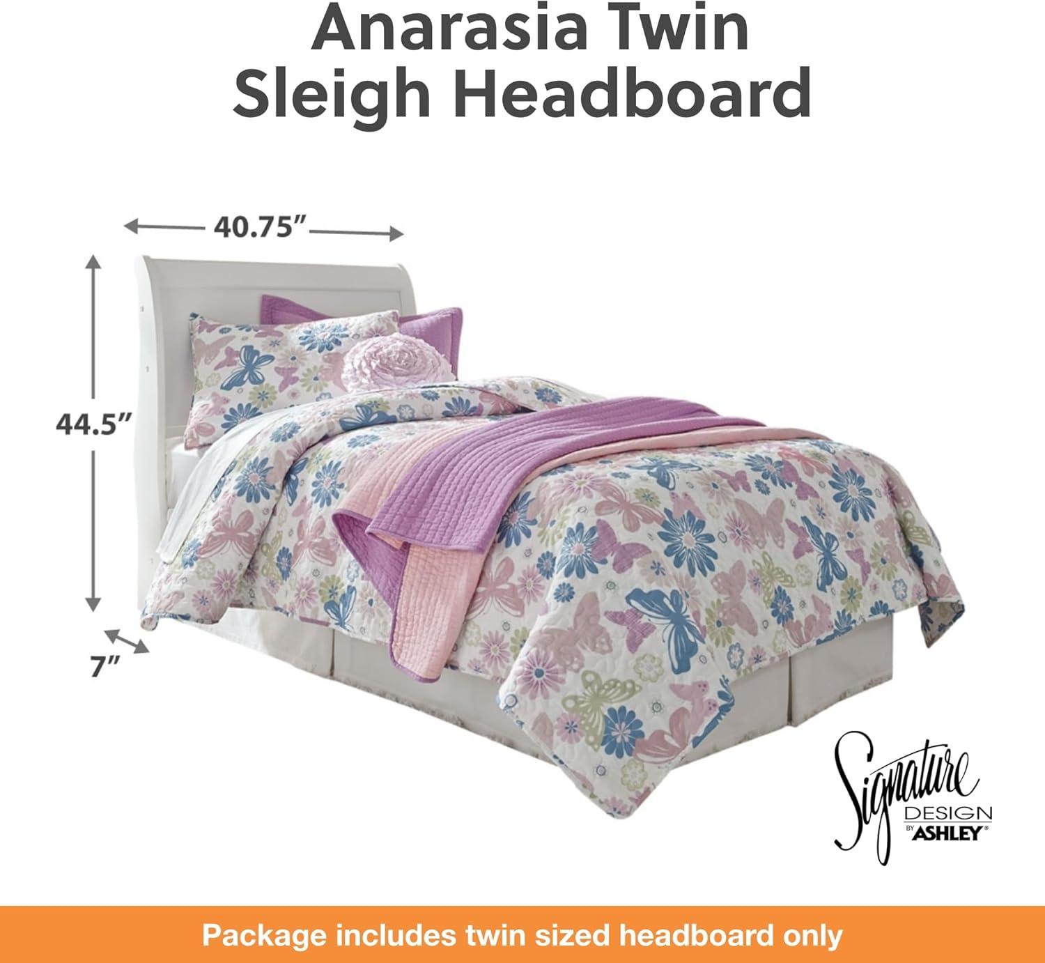 imageSignature Design by Ashley Huey Vineyard Vintage Twin Sleigh Bed with Metal Slats Foundation or Box Spring Needed BlackWhite