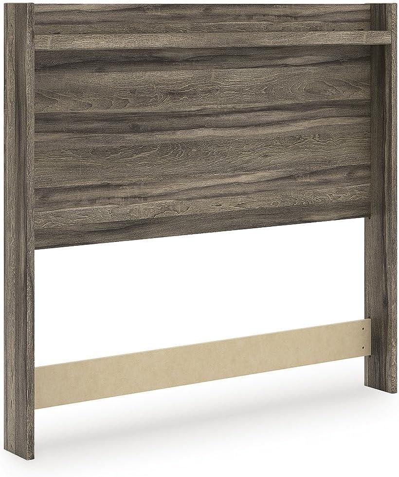 imageSignature Design by Ashley Jusika Farmhouse Panel Headboard with LED Light and Shelf Full Dark Brown