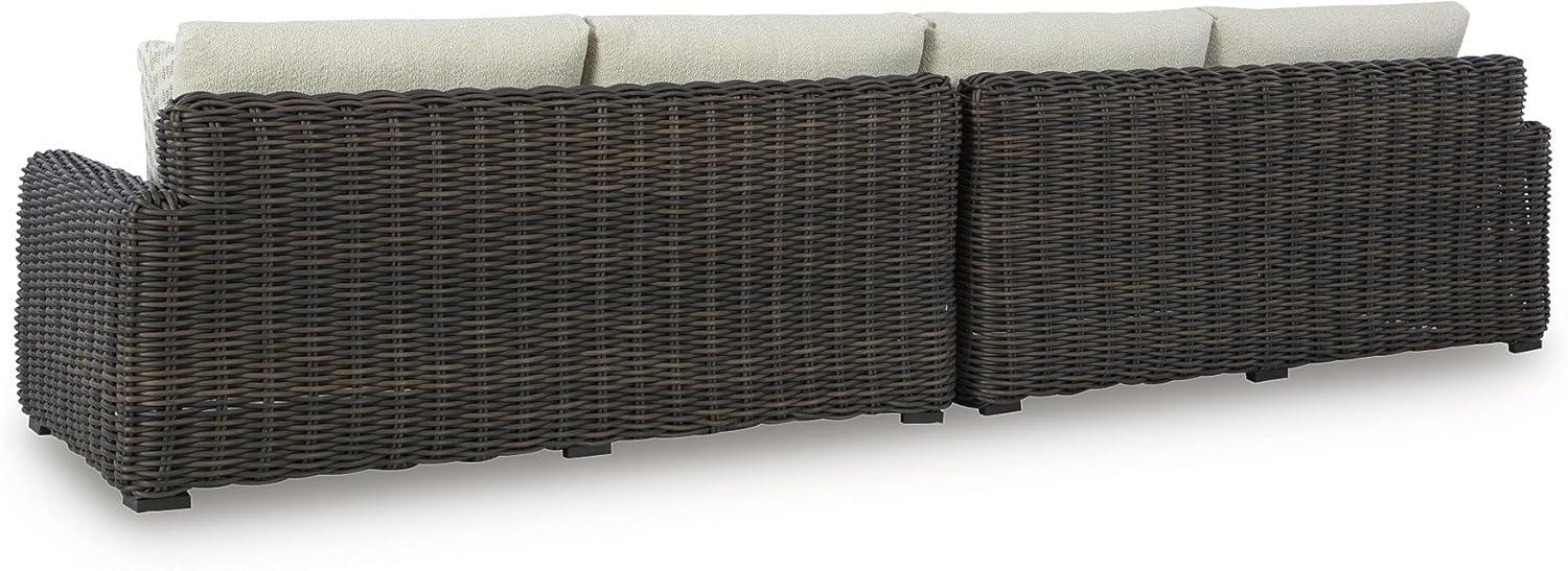 imageSignature Design by Ashley Kimora RightArm Facing Contemporary 4Piece Outdoor Sectional with Cushion and 6 Throw Pillows White4Piece Outdoor Sectional