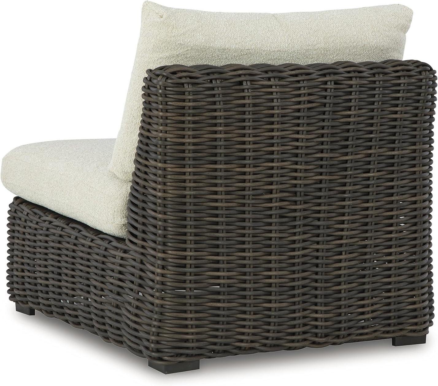 imageSignature Design by Ashley Kimora RightArm Facing Contemporary 4Piece Outdoor Sectional with Cushion and 6 Throw Pillows White4Piece Outdoor Sectional