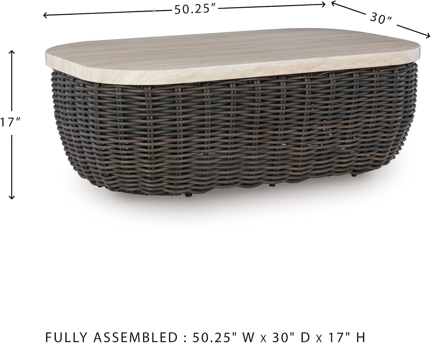 imageSignature Design by Ashley Kimora RightArm Facing Contemporary 4Piece Outdoor Sectional with Cushion and 6 Throw Pillows WhiteKimora Rectangular Cocktail Table