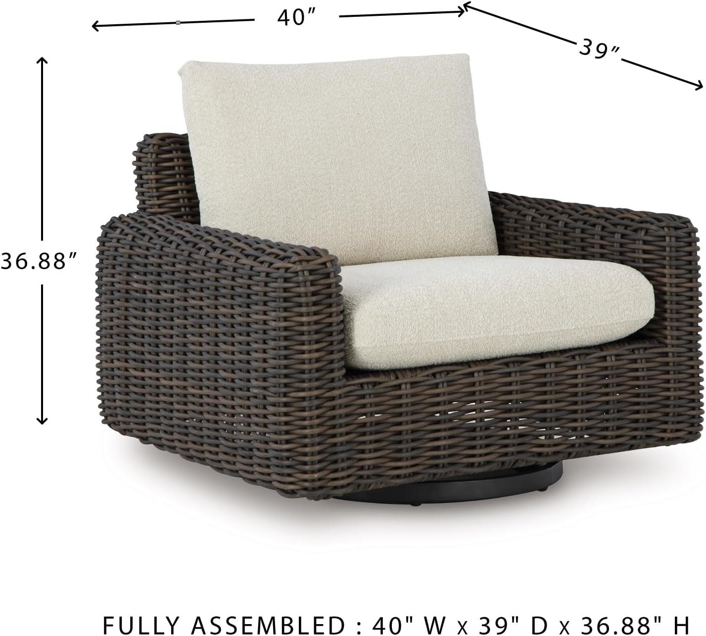 imageSignature Design by Ashley Kimora RightArm Facing Contemporary 4Piece Outdoor Sectional with Cushion and 6 Throw Pillows WhiteKimora Swivel Glider Lounge wCushion