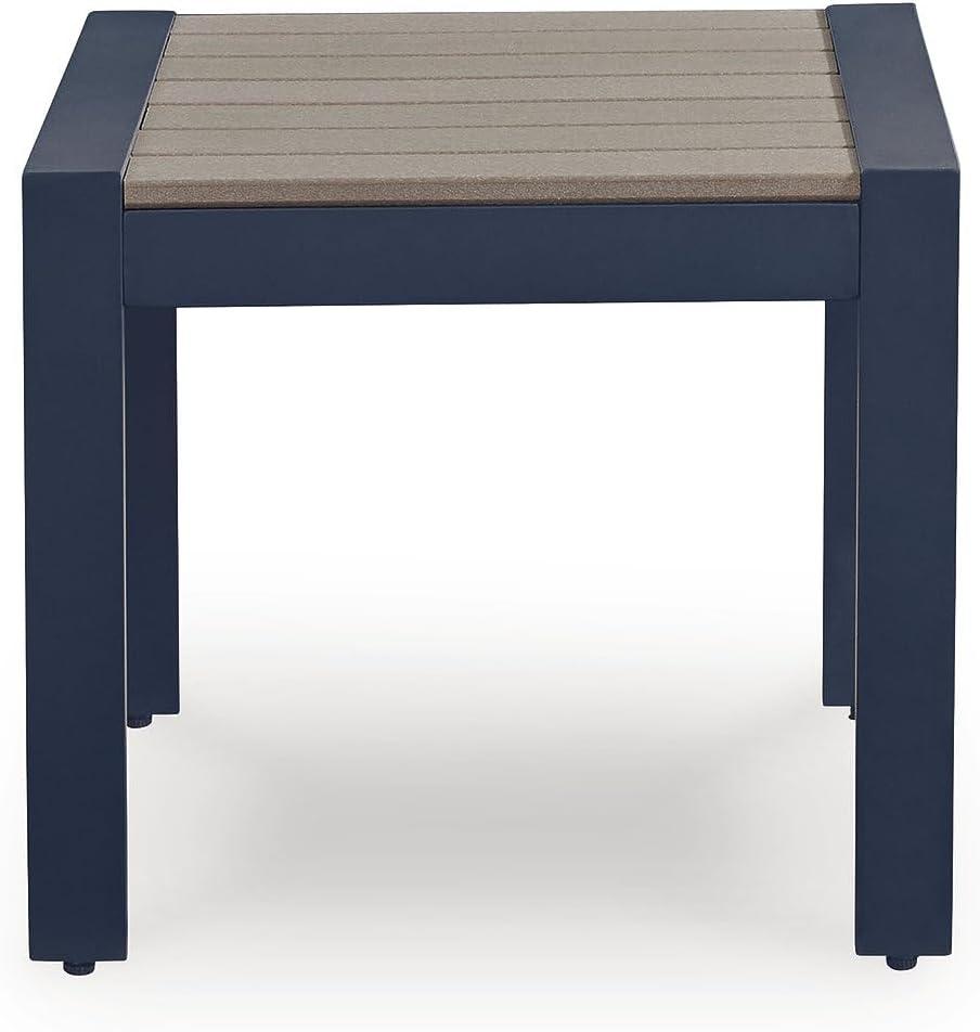 imageSignature Design by Ashley Mabry Shores Modern Outdoor End Table with Weather Resistance Light Brown amp Blue