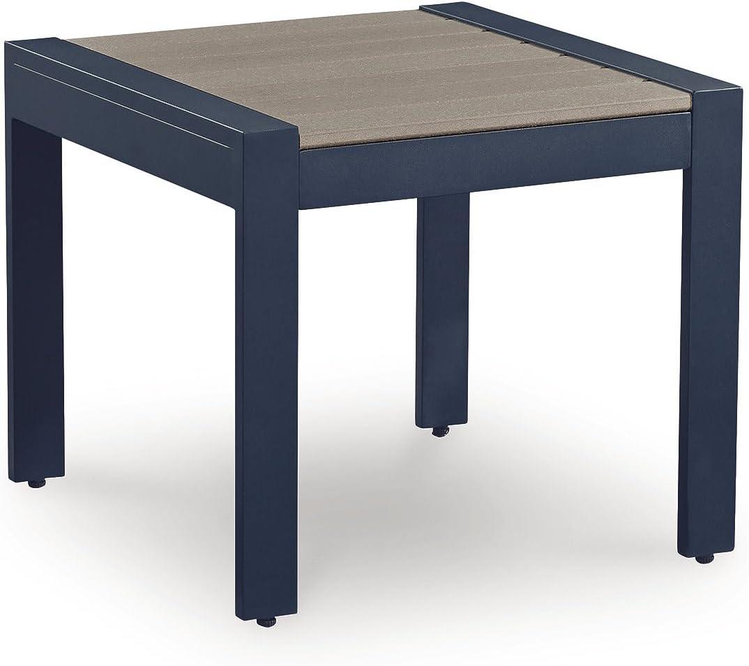 imageSignature Design by Ashley Mabry Shores Modern Outdoor End Table with Weather Resistance Light Brown amp Blue
