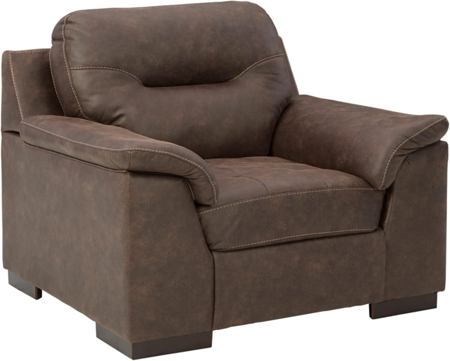 imageSignature Design by Ashley Maderla Modern Faux Leather Oversized Accent Chair Walnut BrownBrown