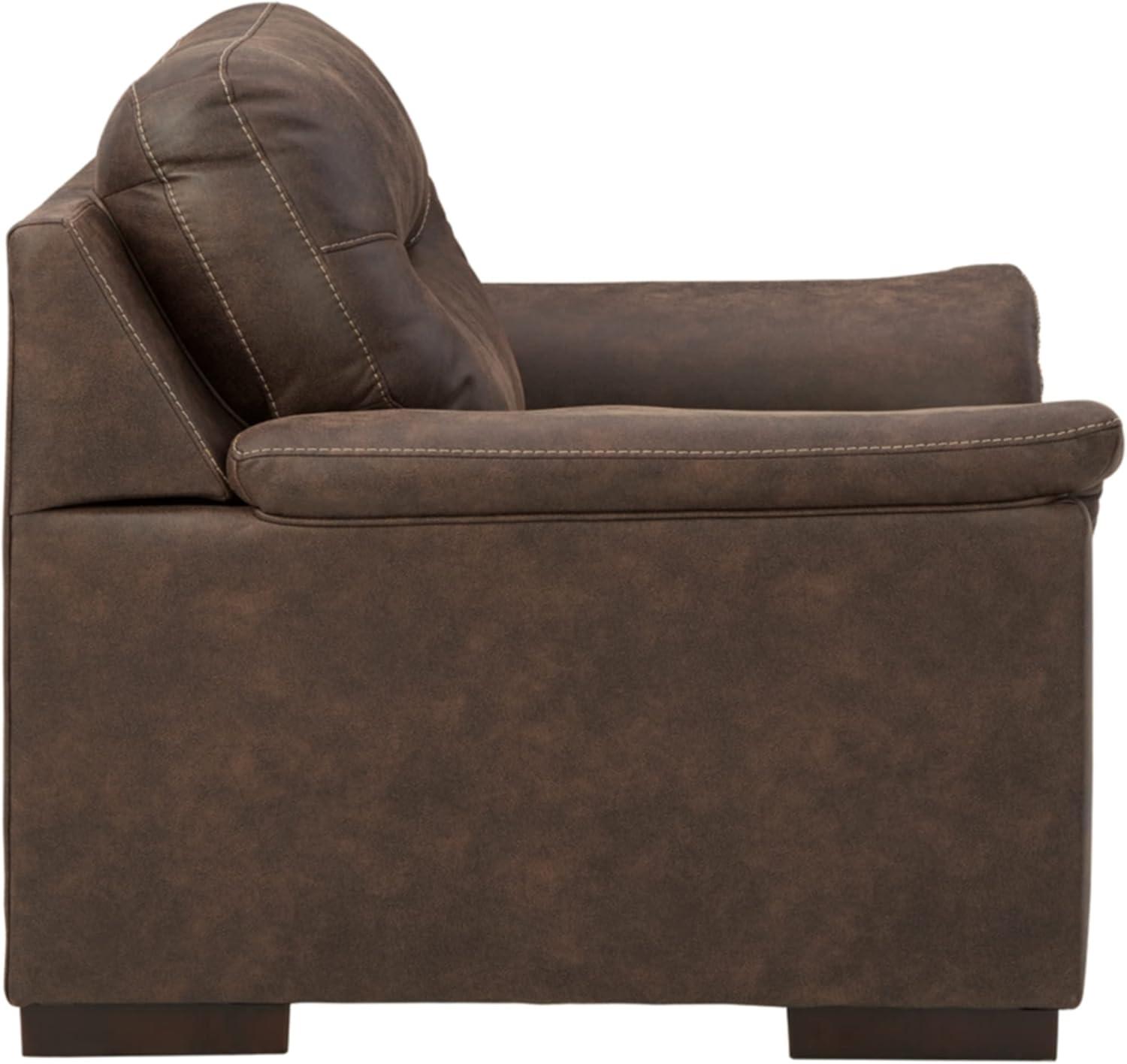 imageSignature Design by Ashley Maderla Modern Faux Leather Oversized Accent Chair Walnut BrownBrown