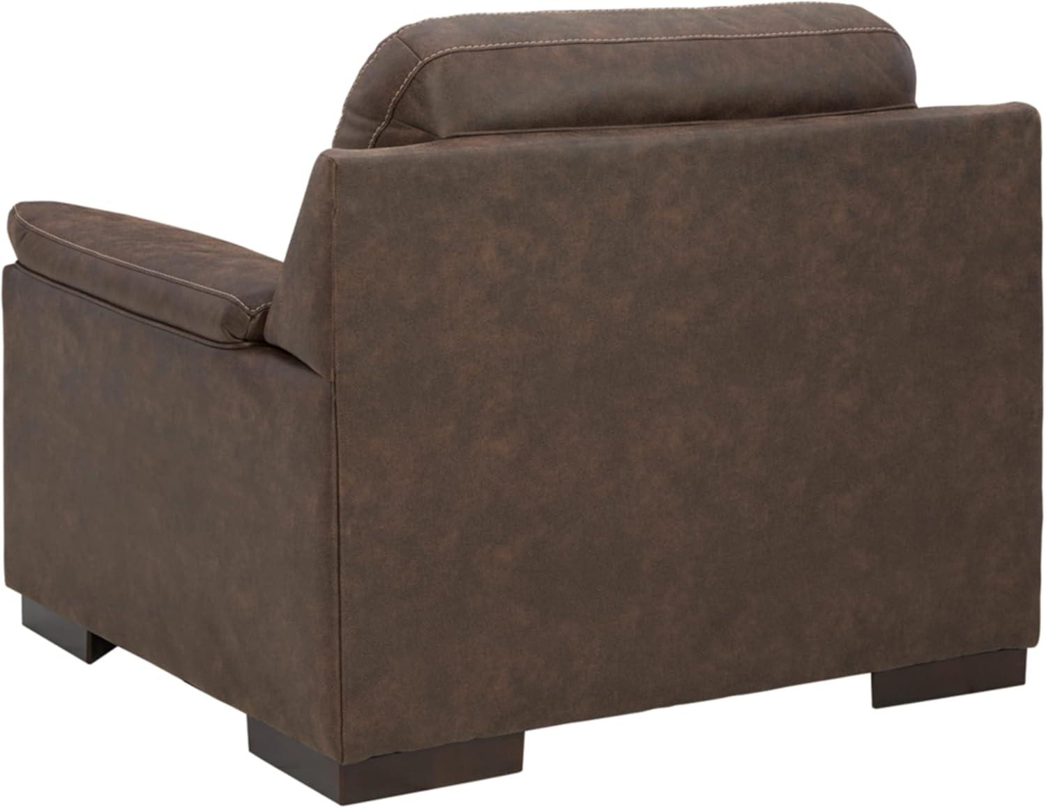 imageSignature Design by Ashley Maderla Modern Faux Leather Oversized Accent Chair Walnut BrownBrown