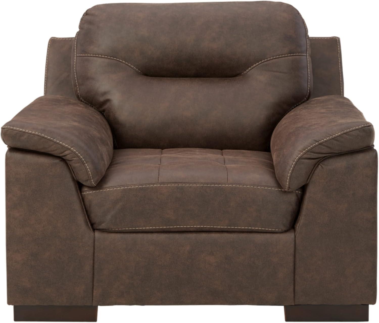 imageSignature Design by Ashley Maderla Modern Faux Leather Oversized Accent Chair Walnut BrownBrown