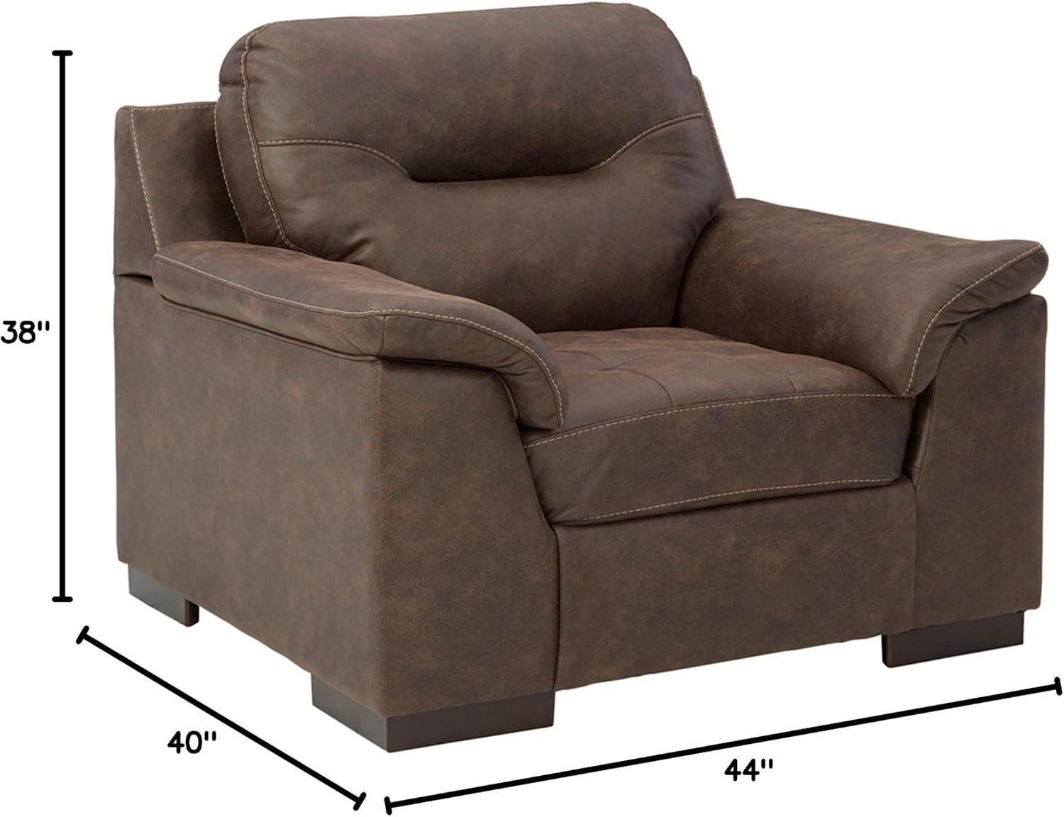 imageSignature Design by Ashley Maderla Modern Faux Leather Oversized Accent Chair Walnut BrownBrown